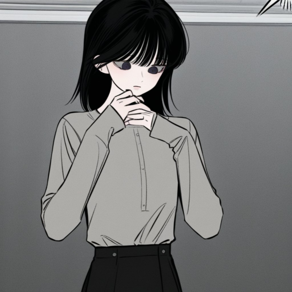 medeuim hair,  black eyes,  bangs by Noah007 on Tensor.Art