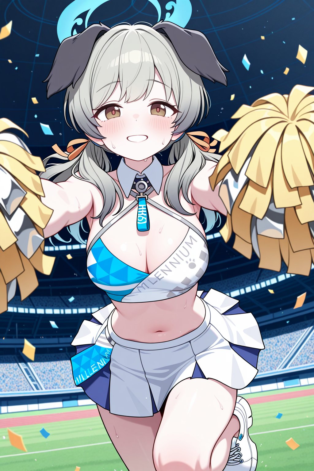 millennium cheerleader outfit \(blue archive\),  detached collar,  white crop top by scarxzys_ on Tensor.Art