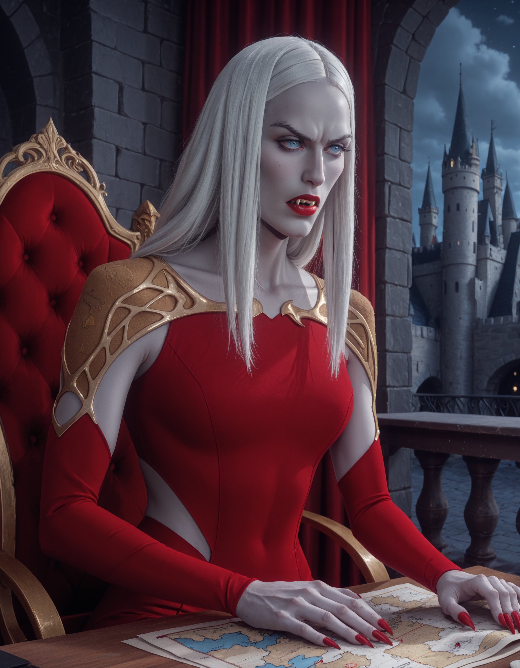Smooth_Quality,  woman sitting at a table looking at a map,  castle by MR92 on Tensor.Art