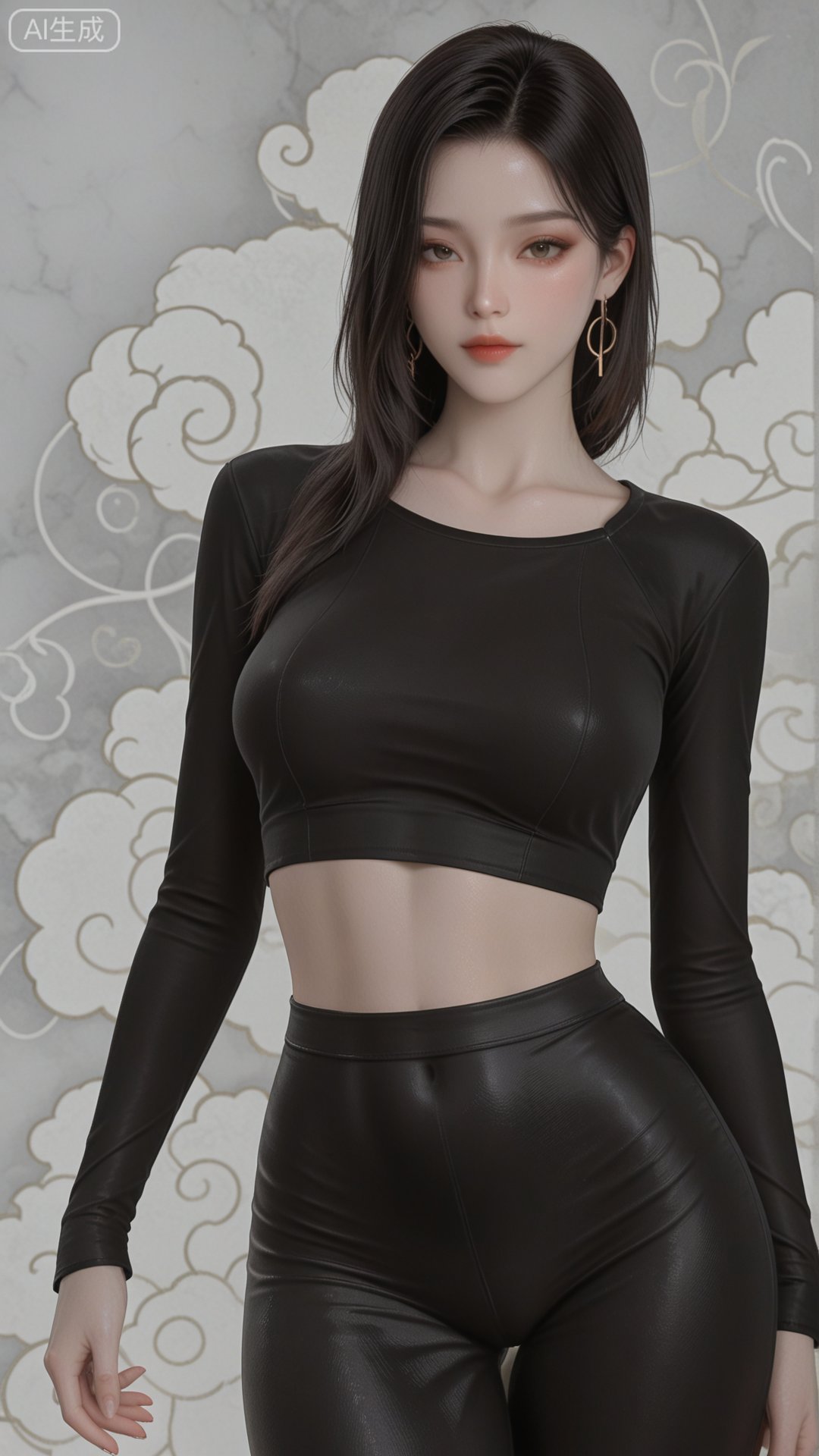 CTSD clothes,  black crop top,  black bodycon by 月恋-❀ on Tensor.Art