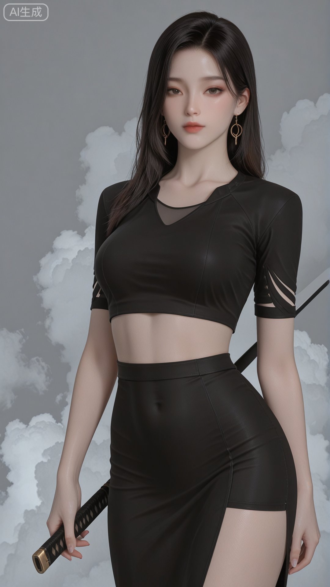 CTSD clothes,  black crop top,  black sheath dress by 月恋-❀ on Tensor.Art