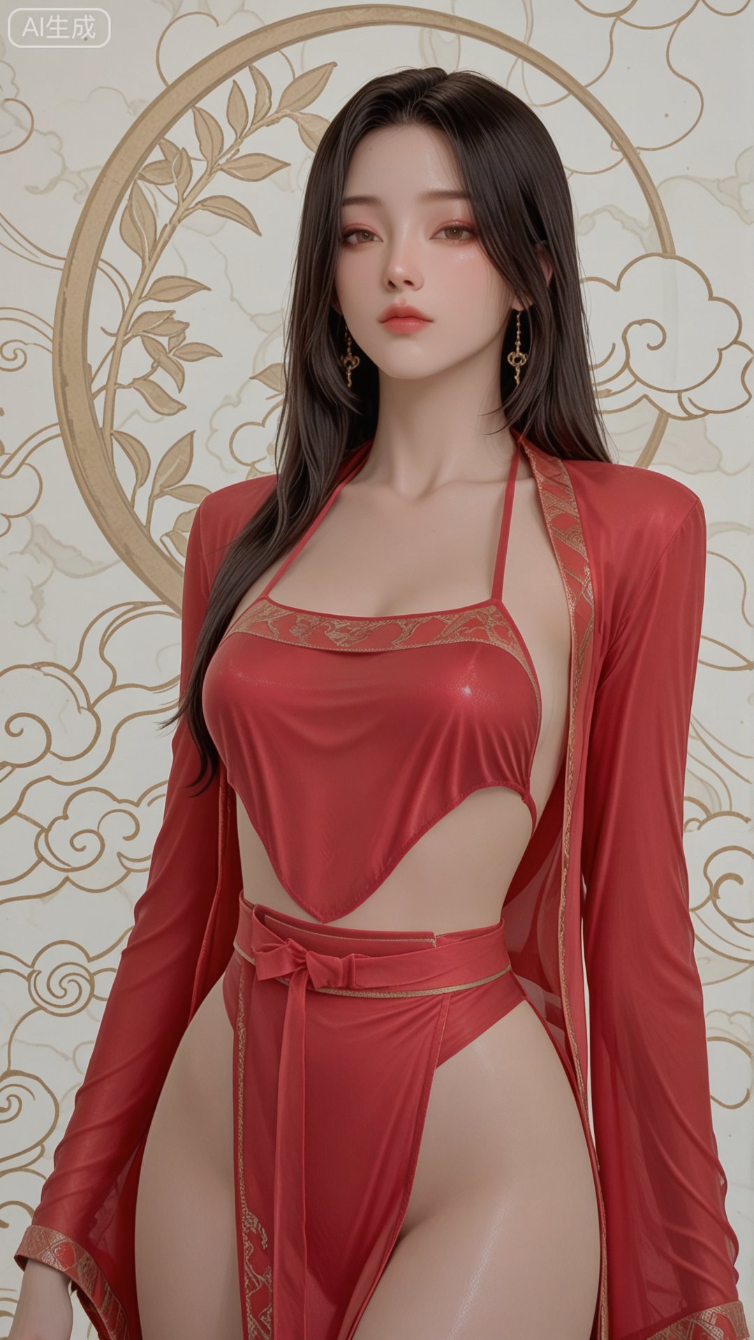red clothes,  red dudou,  solo by 月恋-❀ on Tensor.Art