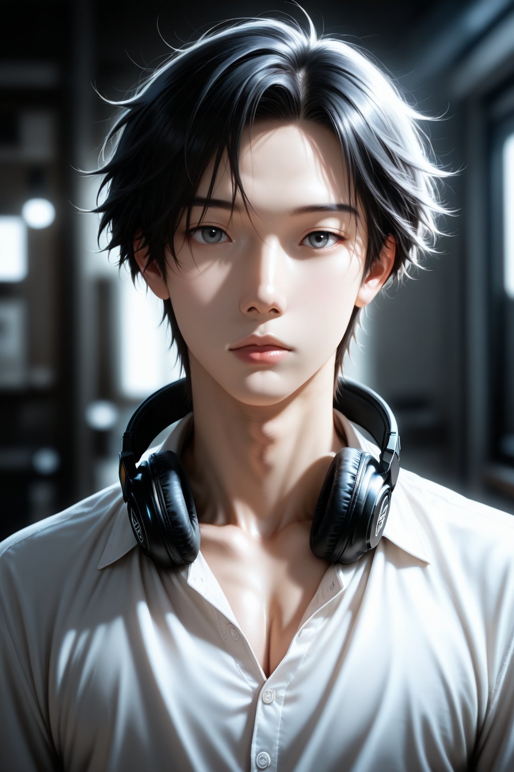 ...... 1 male,  black hair,  ((white collared shirt)) by *Devin* on Tensor.Art