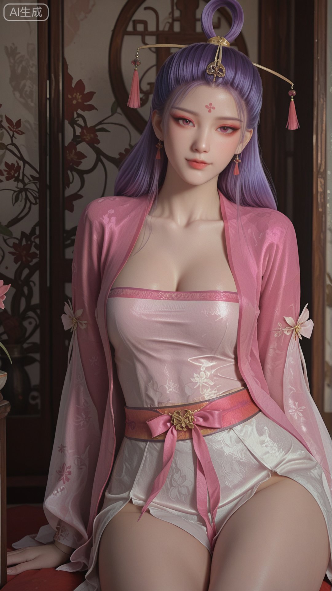 SN clothes,  Purple_hair,  solo by 月恋-❀ on Tensor.Art