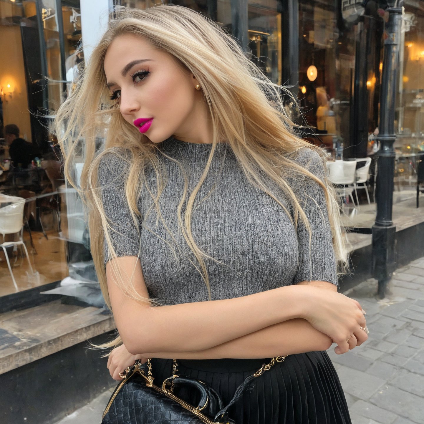 Photography by an award-winning photographer captures an alluring 27-year-old long straight blonde-haired Slavic Moldovan...