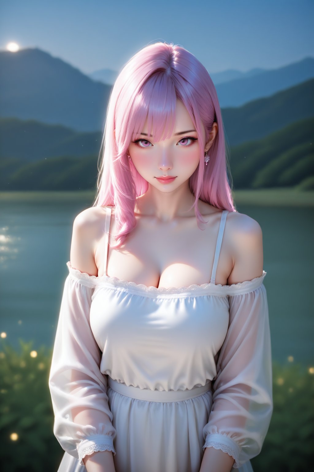 ........... (((1 girl,  solo: 1.8))),  an ethereal lady in flowing white dress rising from misty lake by *Devin* on Tensor...