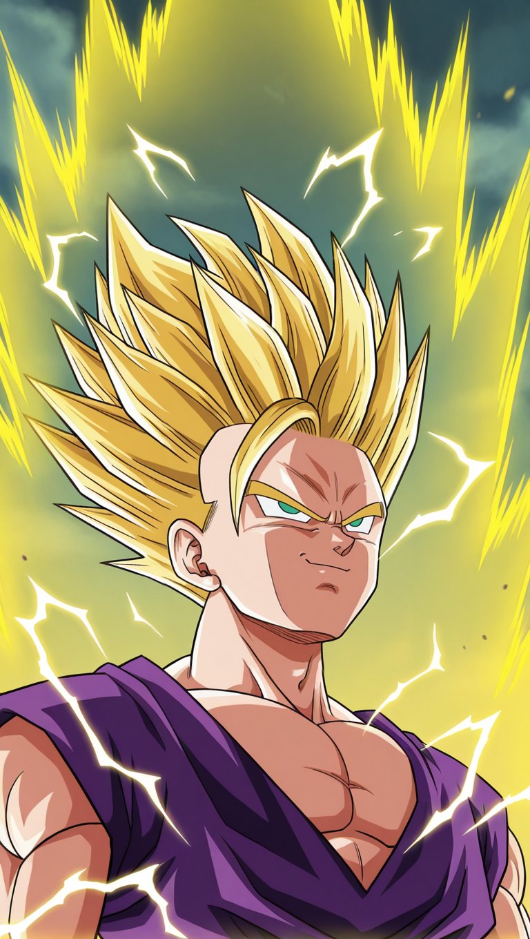 gohan_ssj2,  blue electricity,  purple dougi by DeathGun1408 on Tensor.Art