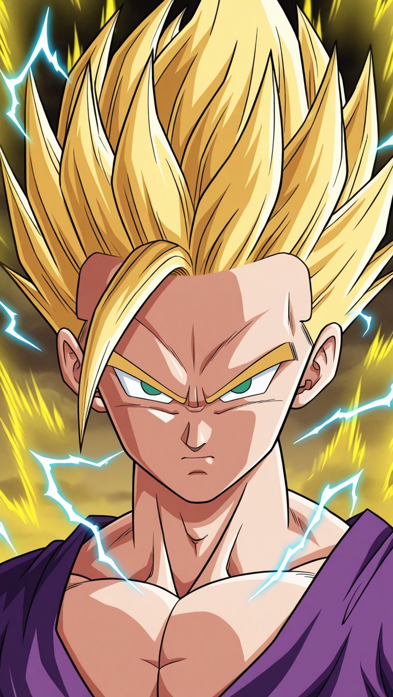gohan_ssj2,  blue electricity,  purple dougi by DeathGun1408 on Tensor.Art