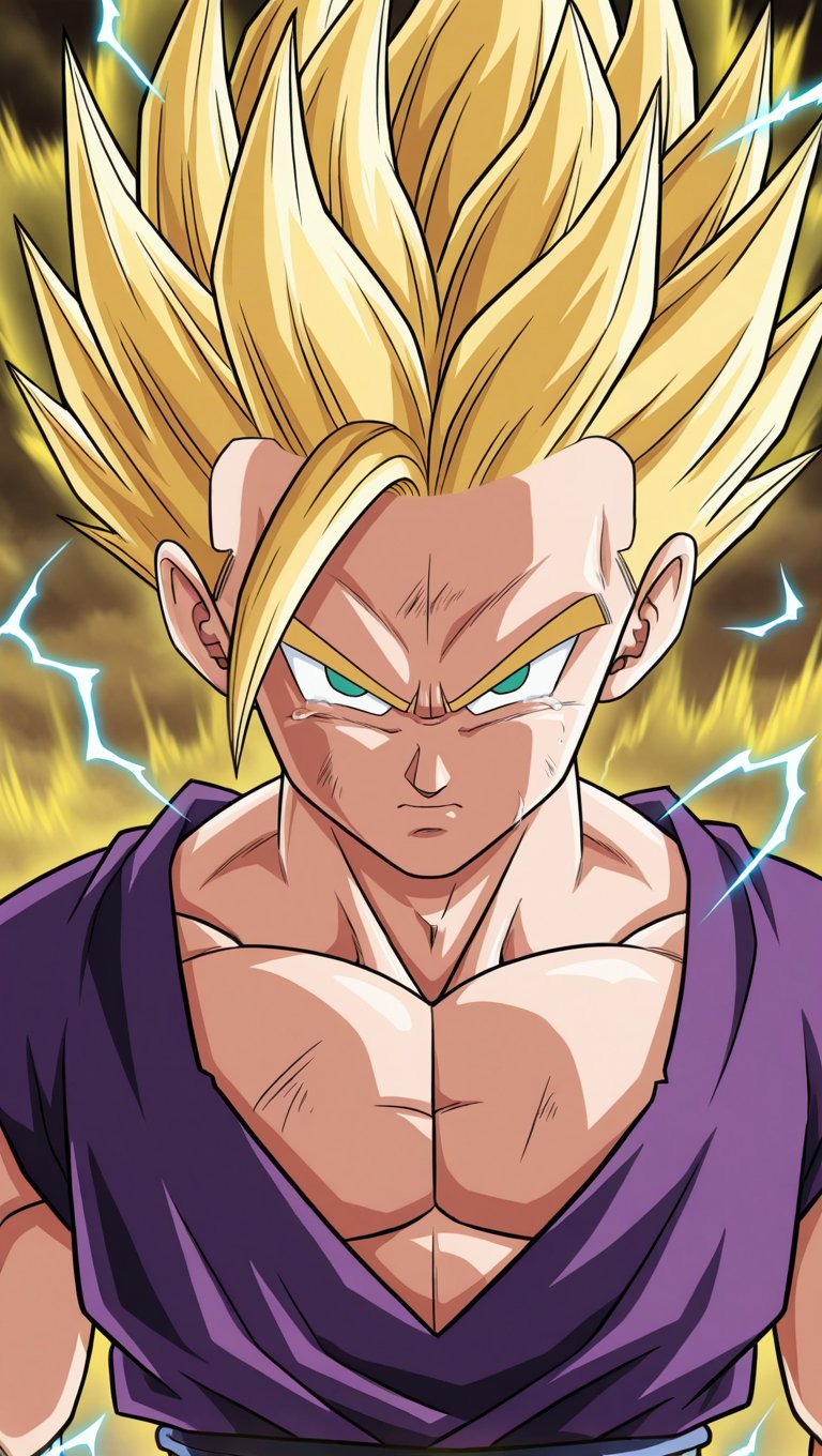 gohan_ssj2,  blue electricity,  purple dougi by DeathGun1408 on Tensor.Art