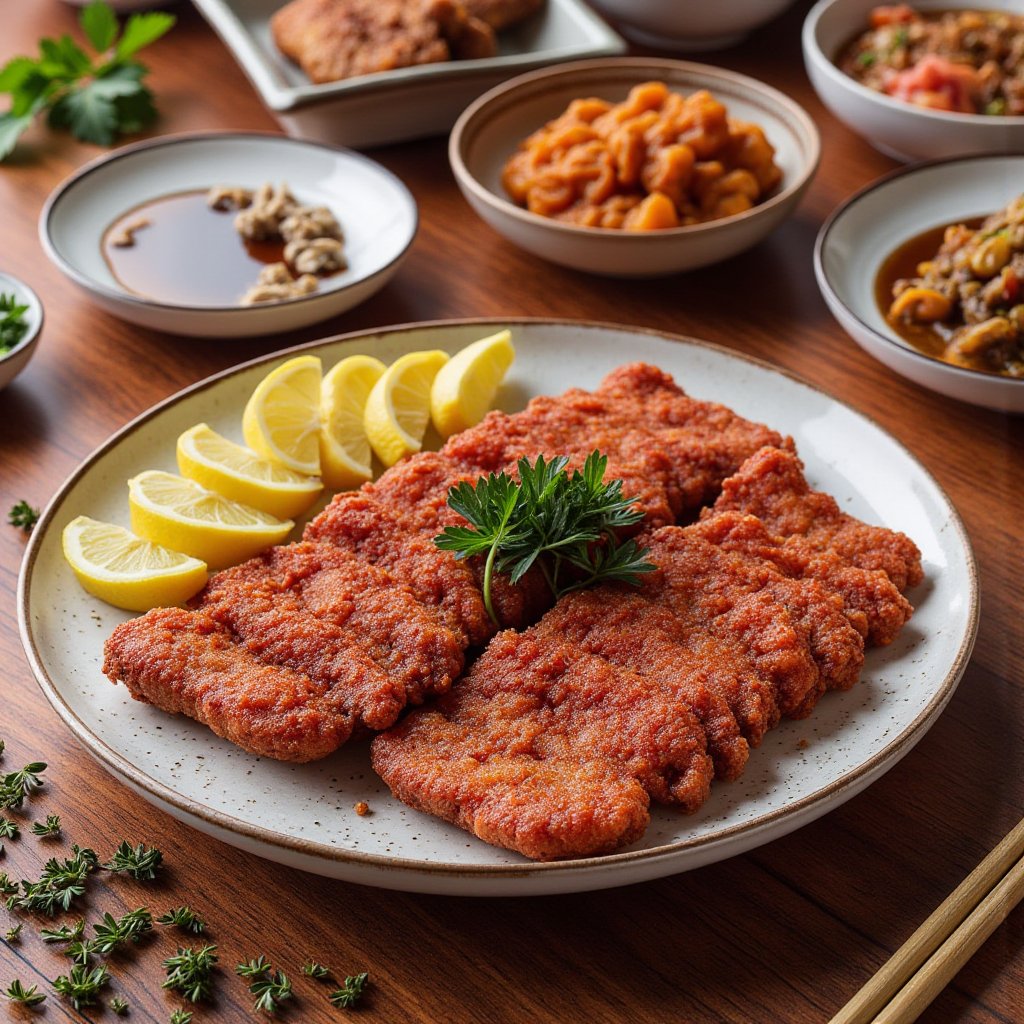 Ultra-realistic food photography,  premium culinary photography featuring Taiwanese Red Yeast Pork (Red Yeast Pork) as the...
