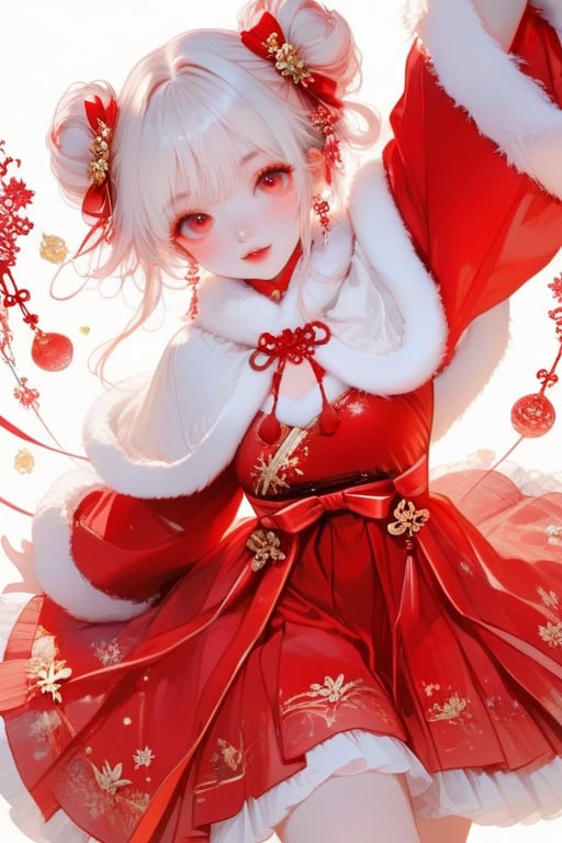 1woman,  solo,  cute santa hanfu dress by popuko on Tensor.Art