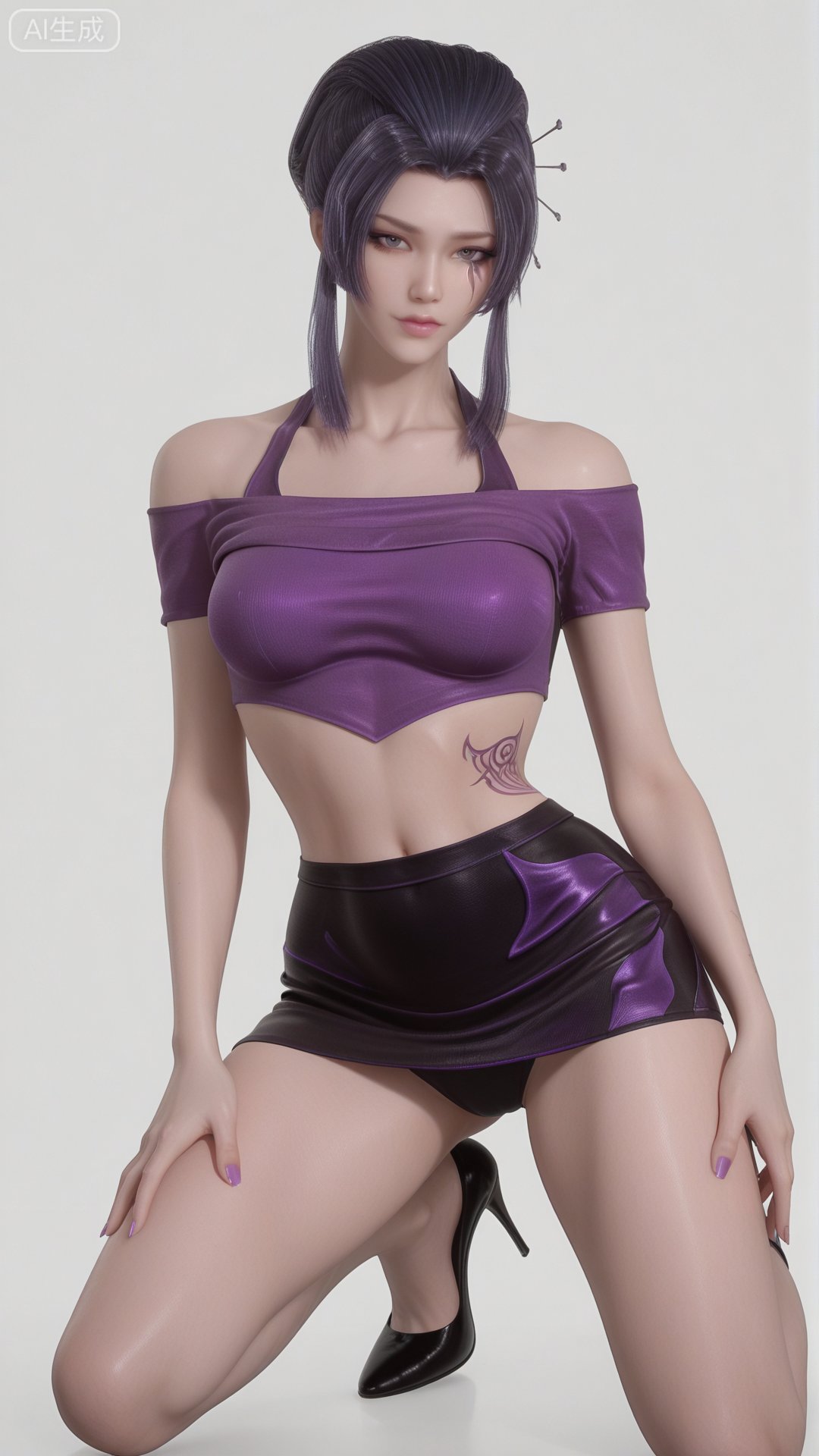 YLJ clothes,  crop top,  bodycon skirt by 月恋-❀ on Tensor.Art