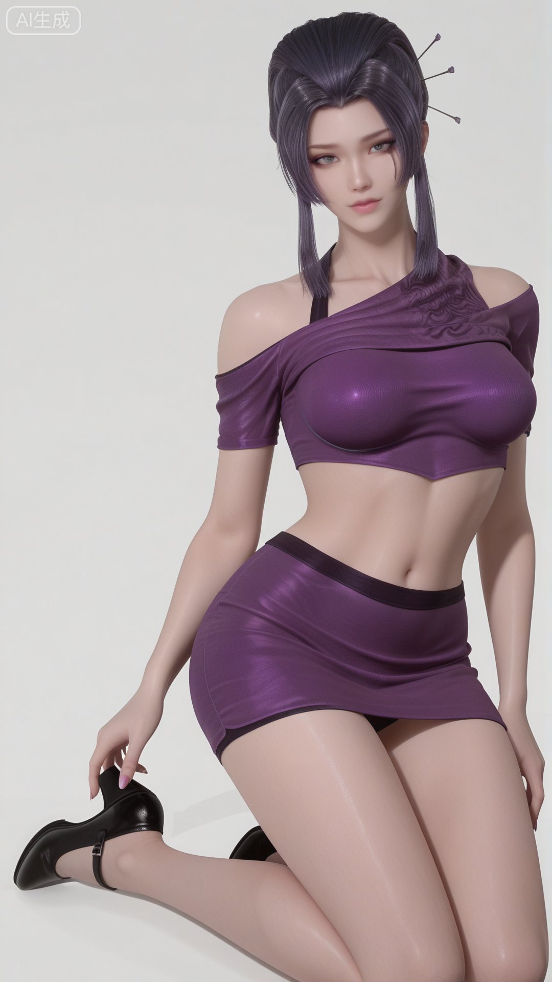 YLJ clothes,  crop top,  bodycon skirt by 月恋-❀ on Tensor.Art