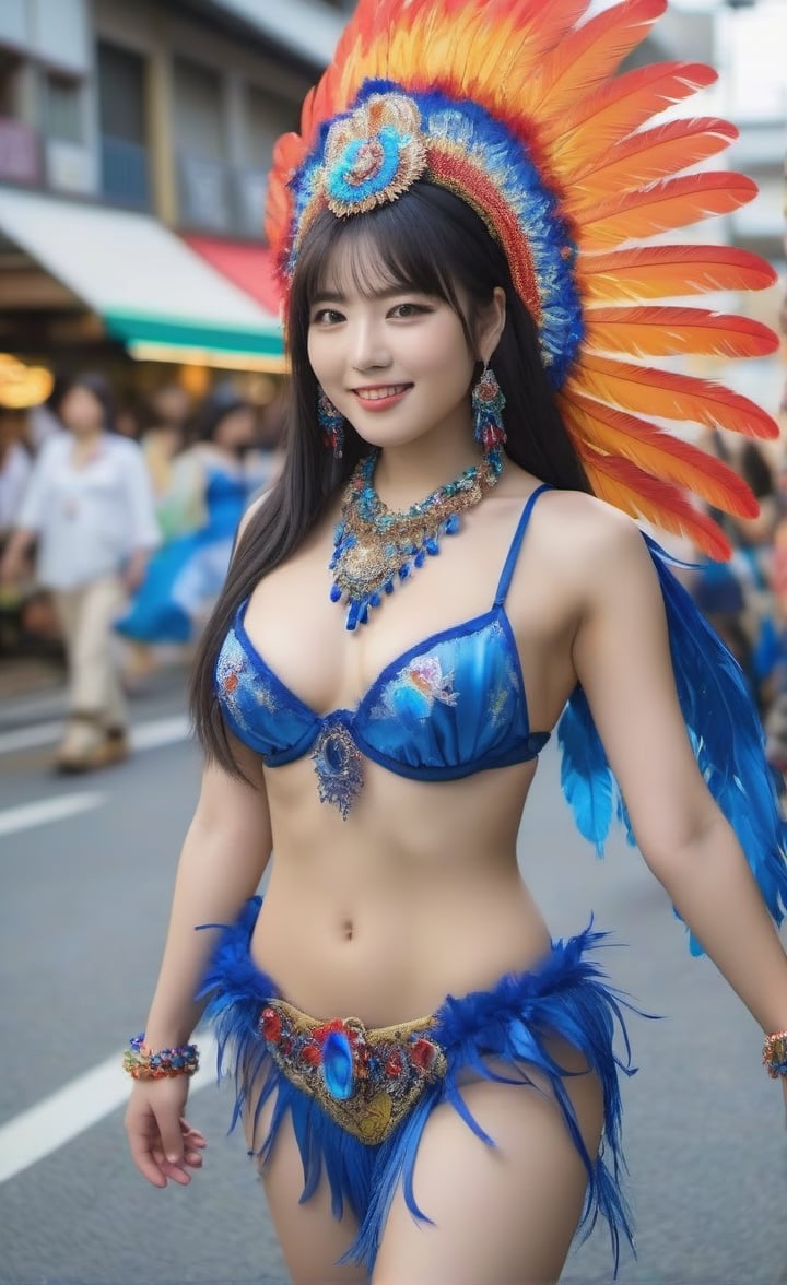 1girl,  solo,  a beautiful young woman dancing on the street for samba carnival in kobe by user_810496552782133911 on Tens...