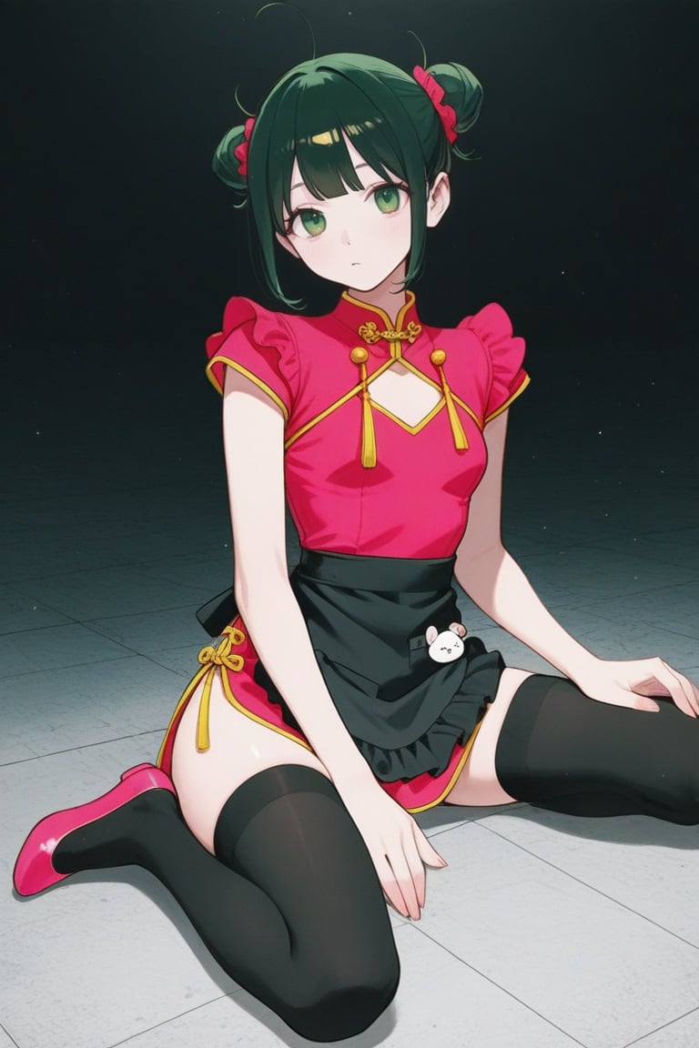 yaya_senda,  green eyes,  red chinese dress by daretoku-2 on Tensor.Art