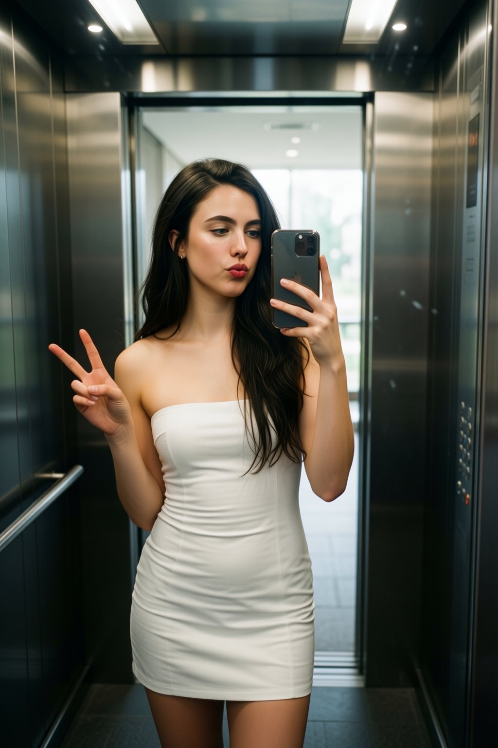 Photograph of a young Brunette woman with fair skin,  a slim build,  and long by Antikorper_TA on Tensor.Art