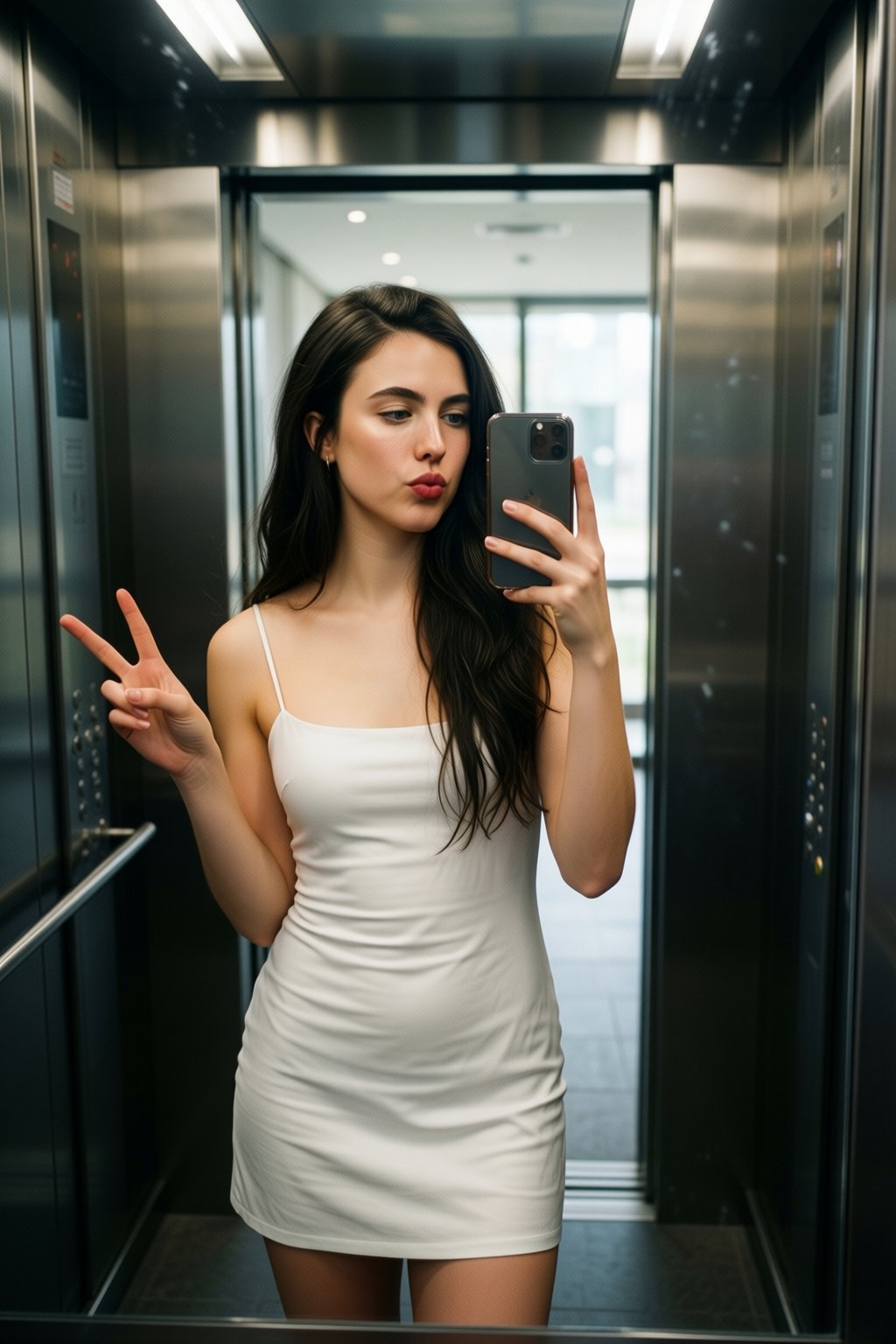 Photograph of a young Brunette woman with fair skin,  a slim build,  and long by Antikorper_TA on Tensor.Art