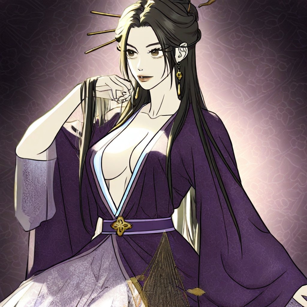 long hair,  black hair,  partially tied hair by Noah007 on Tensor.Art