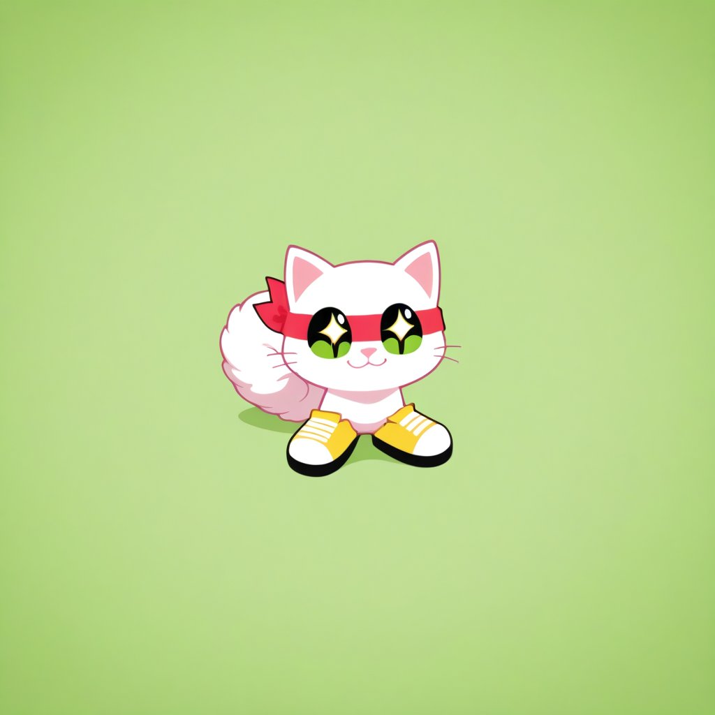 Anthro furry chibi white cat,  flat cartoon style,  front-facing medium close-up by OGMustard on Tensor.Art