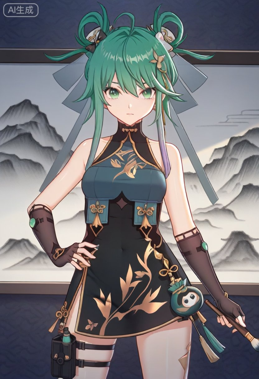 1girl,  solo,  green hair by B站-空想家幻小风 on Tensor.Art