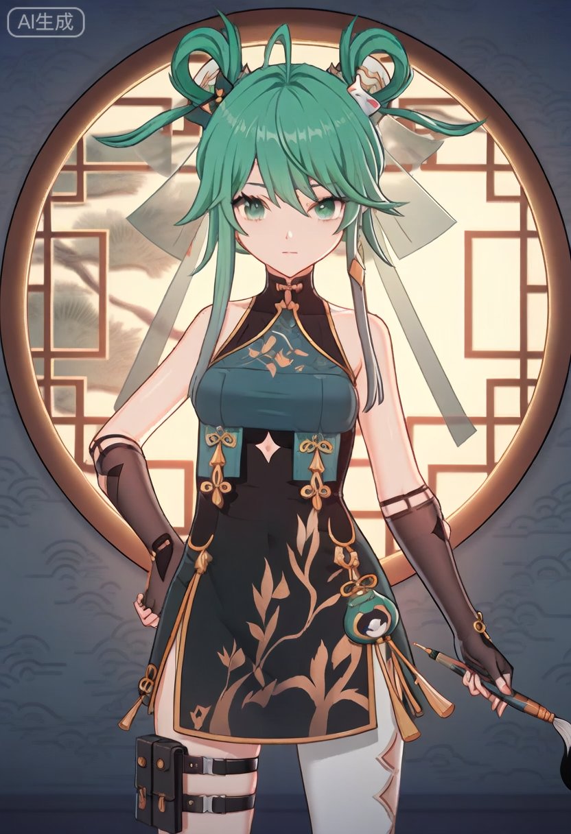 1girl,  solo,  green hair by B站-空想家幻小风 on Tensor.Art