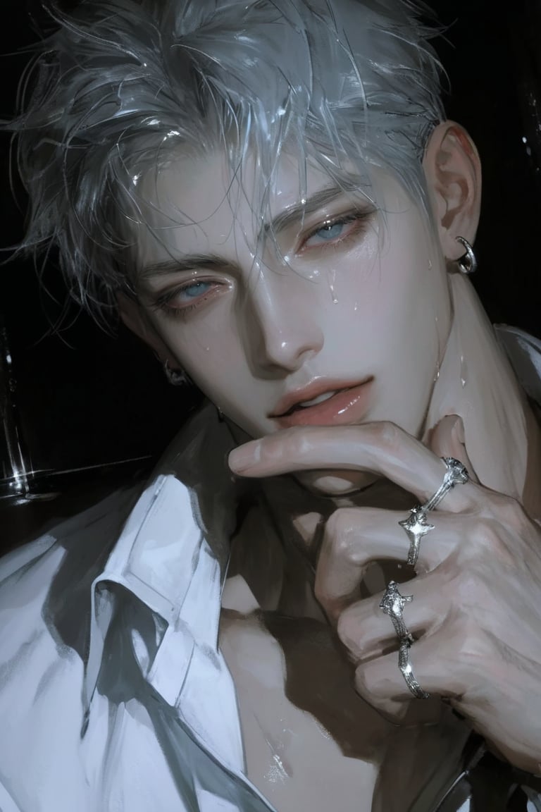 ((medium full shot)),  pov profile 1. A young man with clearly defined male facial structure,  masculine skull shape by So...