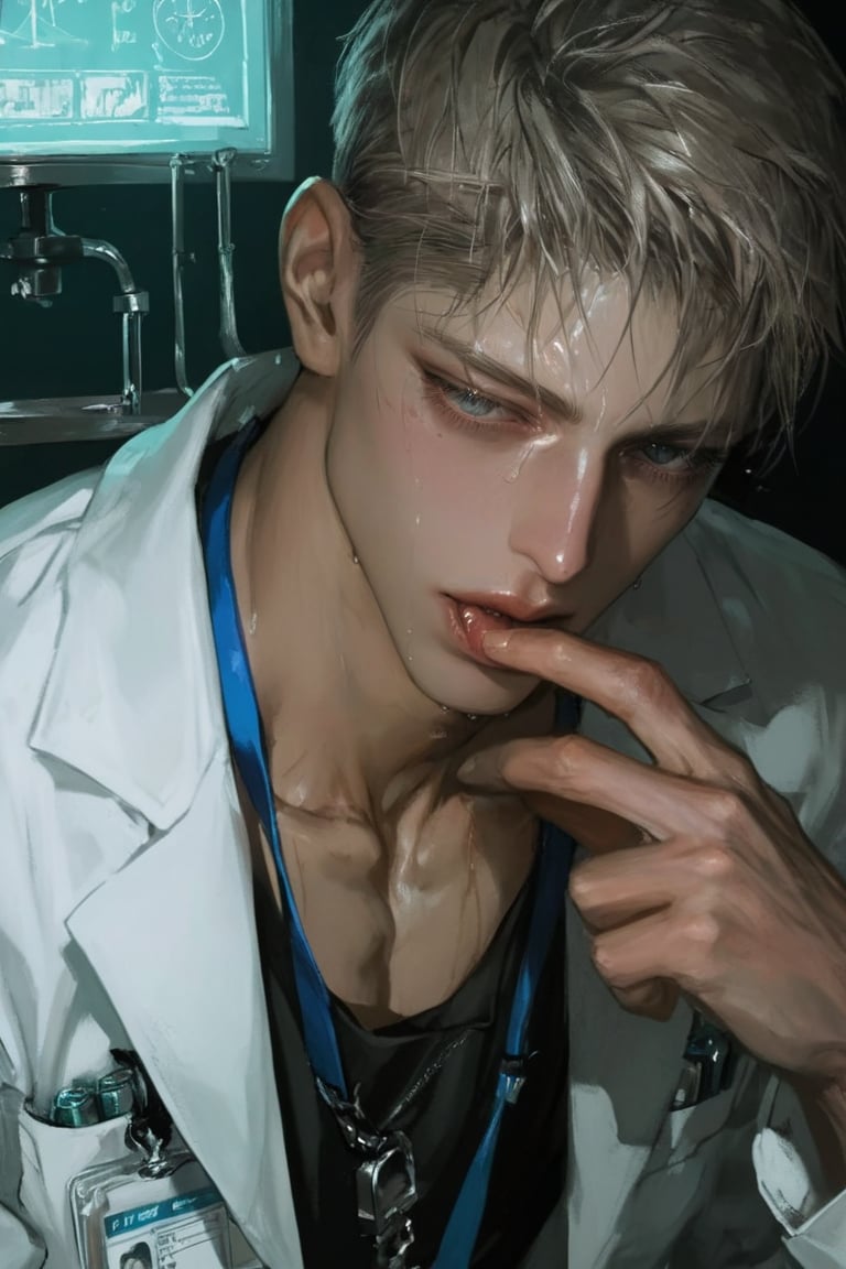 ((medium full shot)),  pov profile 1. A young man with clearly defined male facial structure,  masculine skull shape by So...