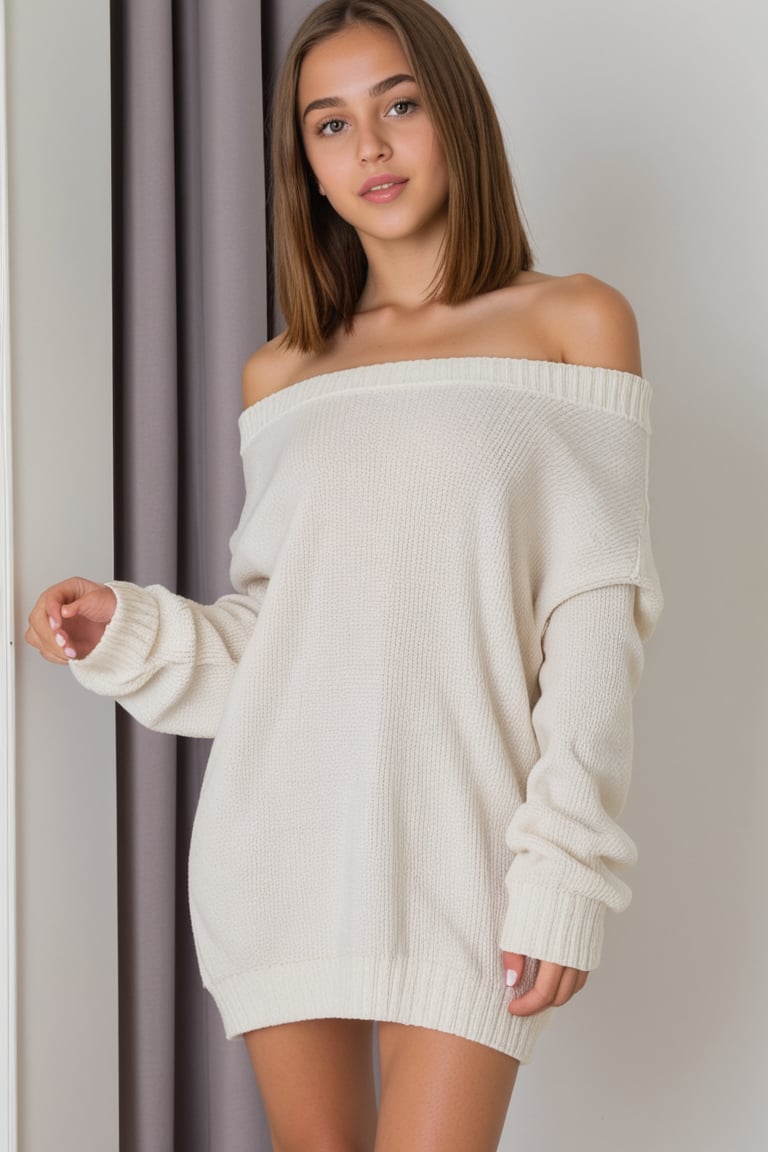 1girl,  oversized off-shoulder sweater dress by Adam on Tensor.Art