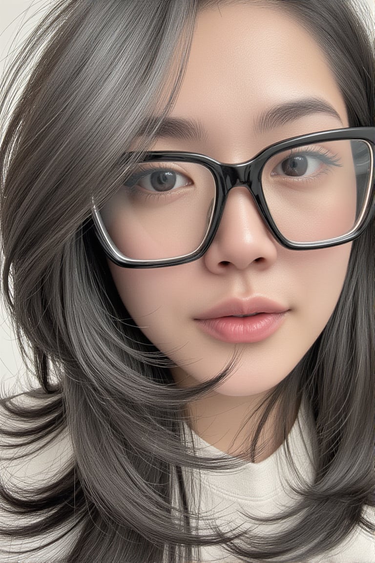 woman glasses,  black hair,  upper body. by Zero-Moralezz on Tensor.Art