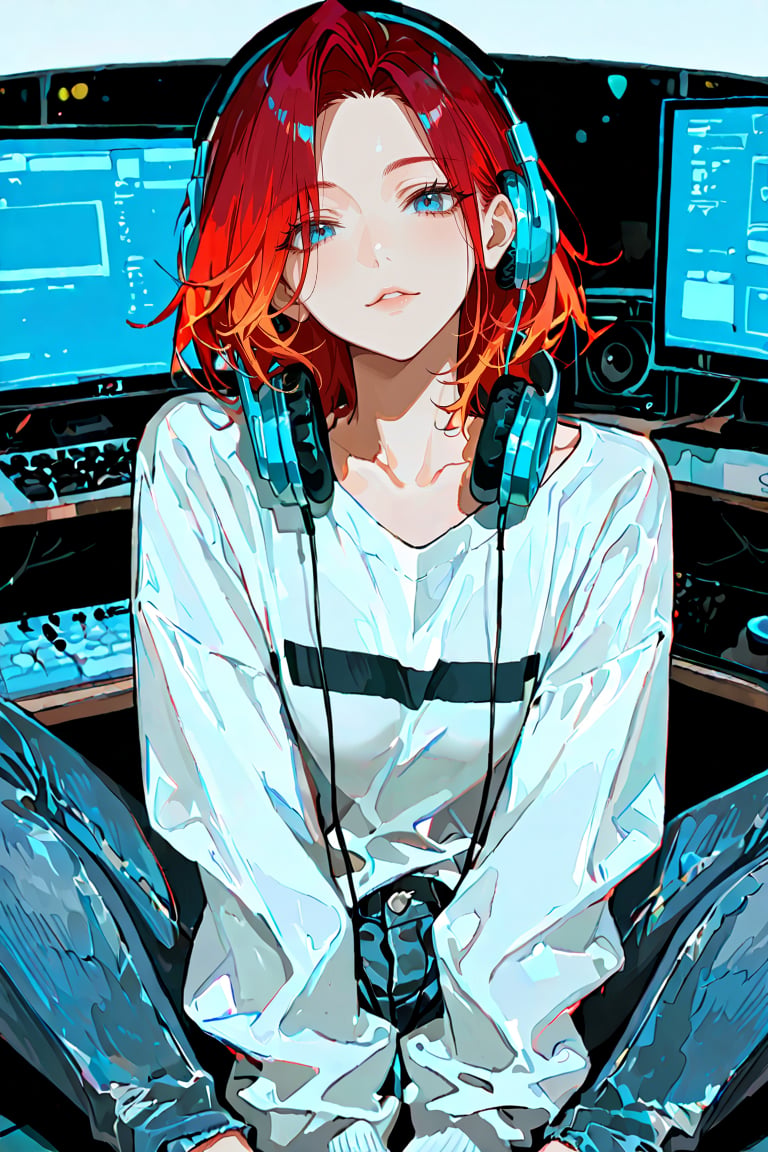 A girl with a dyed red hair,  blue eyes,  in her 20s by Carmenta on Tensor.Art