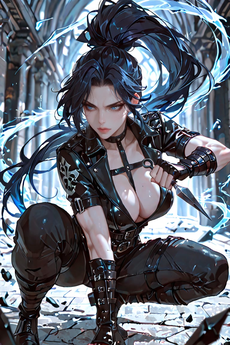 Young adult woman,  sharp blue eyes,  assassin by Carmenta on Tensor.Art