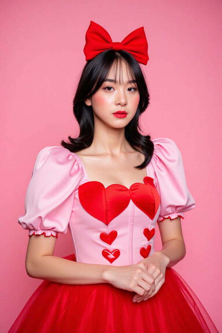 Elegant fantasy studio portrait of a young woman with soft feminine beauty,  smooth fair porcelain skin,  refined facial f...
