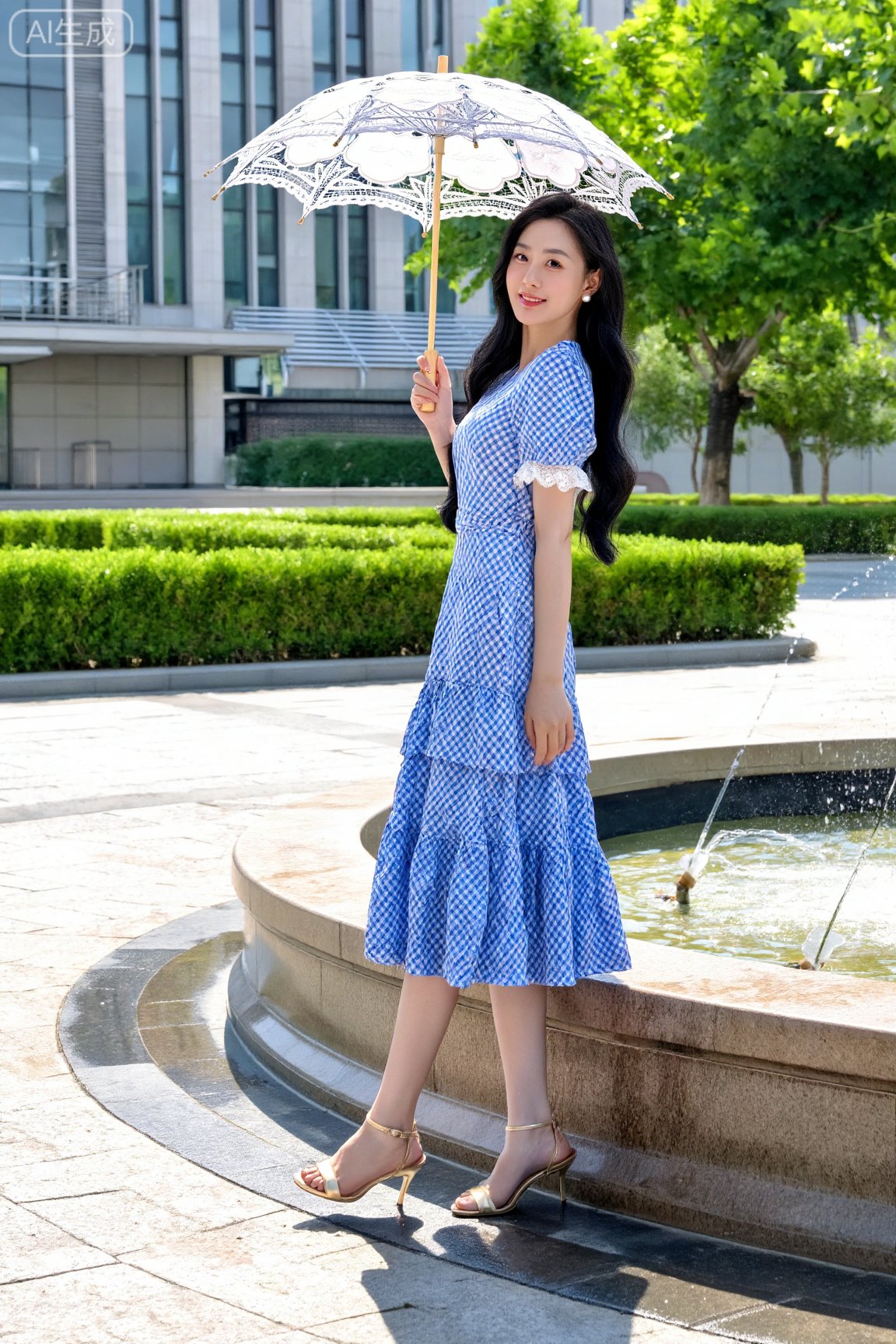 主体描述：一位年约二十四岁的东亚女性,  侧身站立,  身体微转面向镜头 by Zhang on Tensor.Art