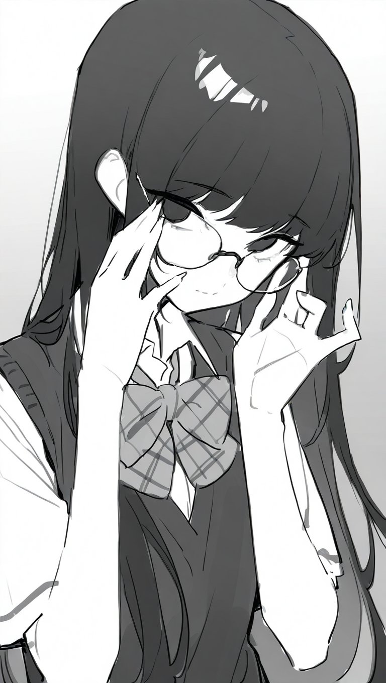 1girl,  dutch angle,  adjusting eyewear by Rustyvivid on Tensor.Art