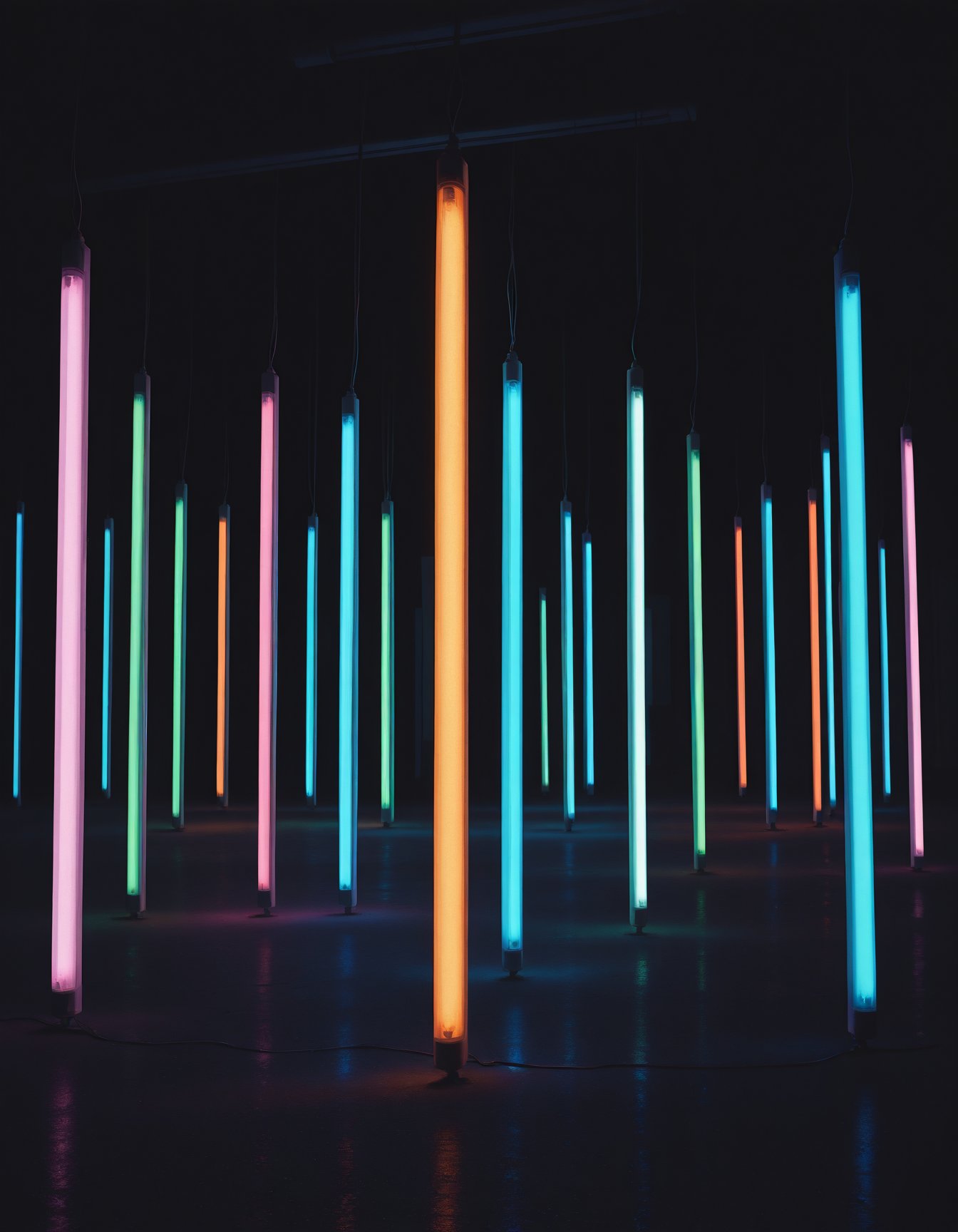 fluorescent lamp pole,  black background,  fluorescent lamp wall by MMMW on Tensor.Art
