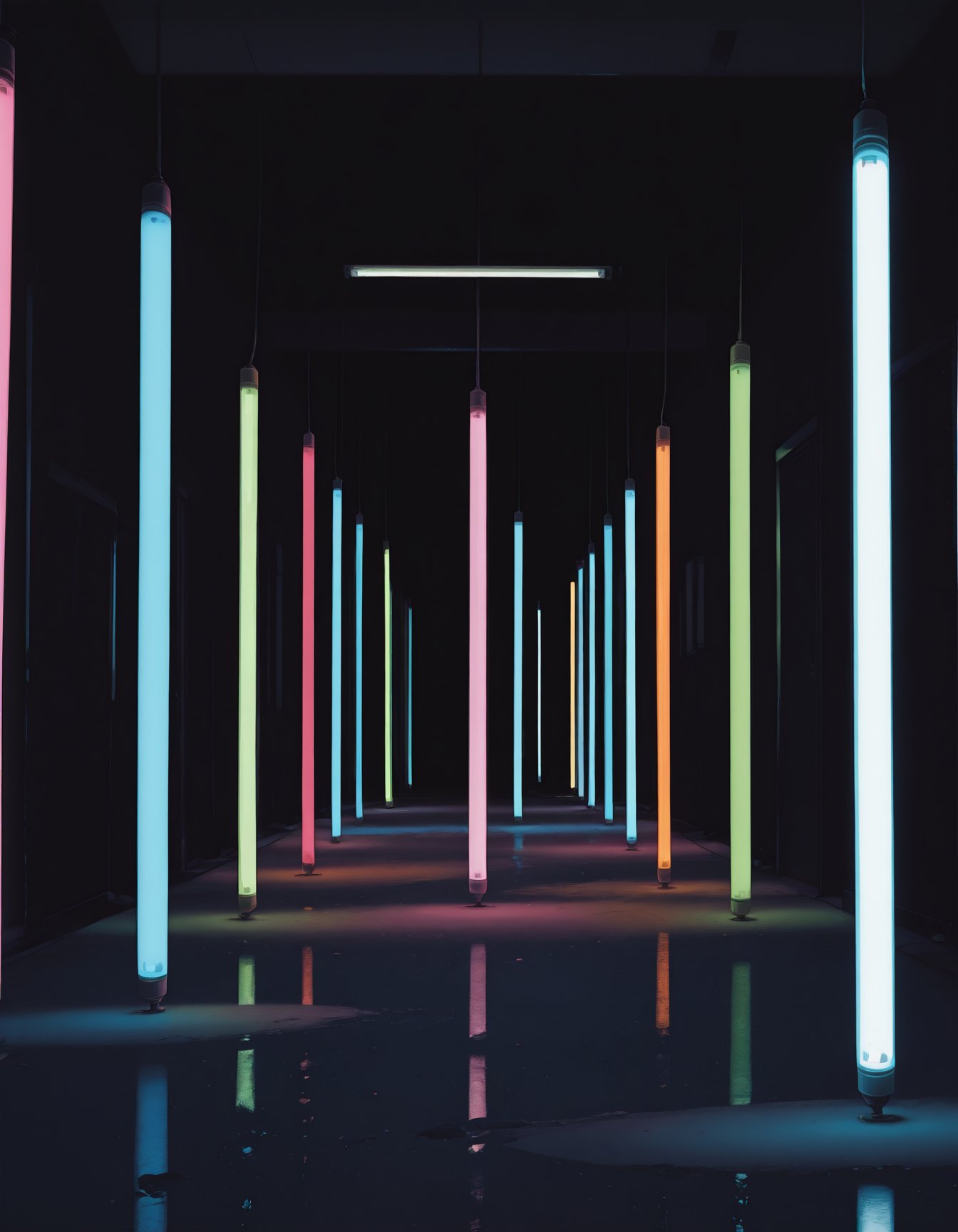 fluorescent lamp pole,  black background,  fluorescent lamp wall by MMMW on Tensor.Art