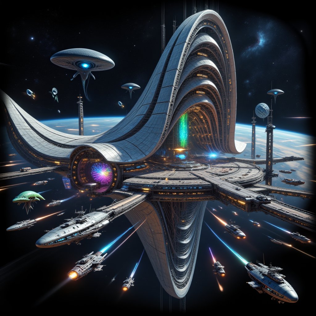 masterpiece,  ultra-detailed sci-fi megastructure,  cinematic lighting by Kunjung on Tensor.Art