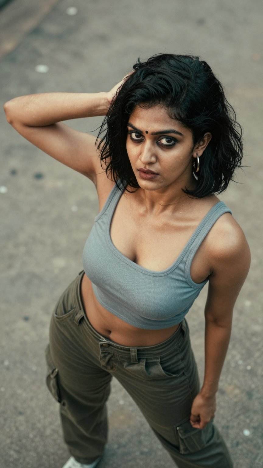 Shot from above,  A kerala model women out side,  Y2K style cinematic realistic scene by LoRa Factory on Tensor.Art