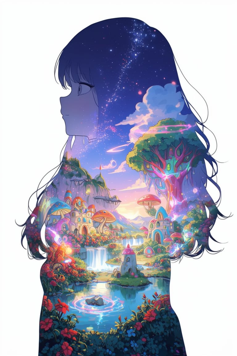 Silhouette of a girl in a scenery of a magical world,  fantastic scenery of another world,  close-up by Izmys on Tensor.Art