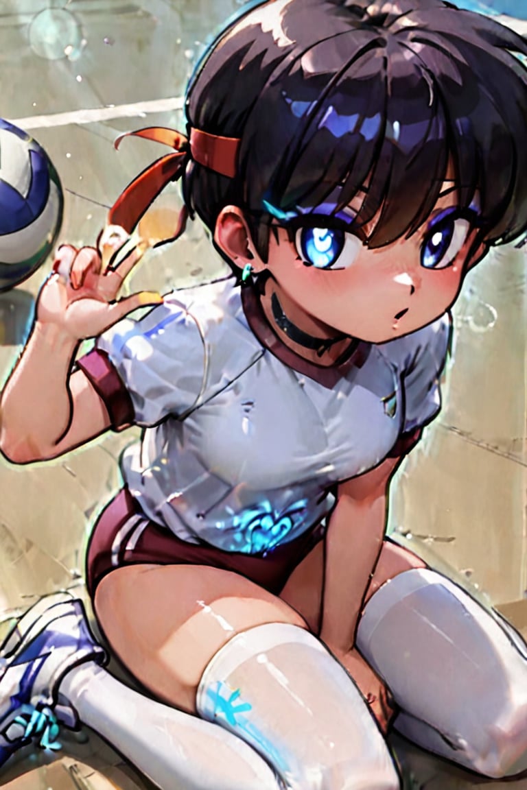 Crouching,  girl crouching,  sneakers touching her buruma by らび@kiyoka_succubus on Tensor.Art