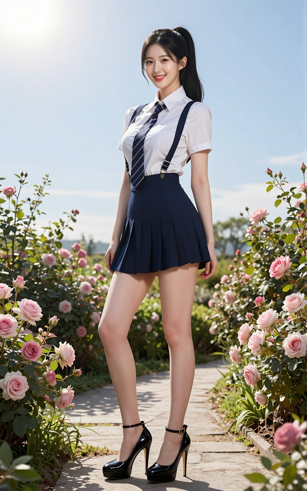 Korean Woman Image: A beautiful Korean woman with bursting I-cup breasts,  a captivating butt,  and firm thighs. Standing...