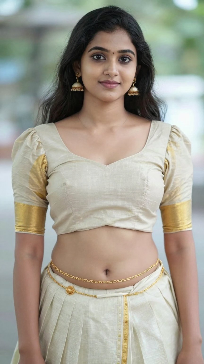 A young woman,  pattu pavadi kerala traditional outfit,  blouse and skirt only by AI factory on Tensor.Art
