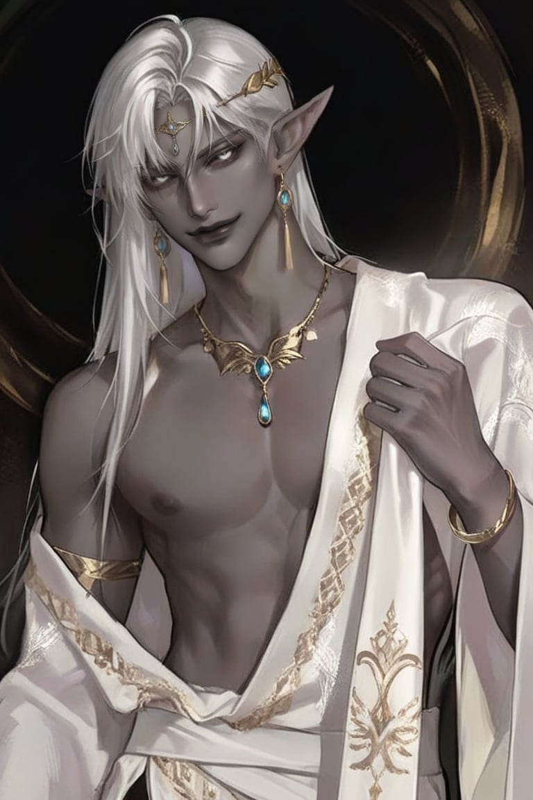 1boy,  androgynous dark elf male,  tall slender build by unciaツ on Tensor.Art