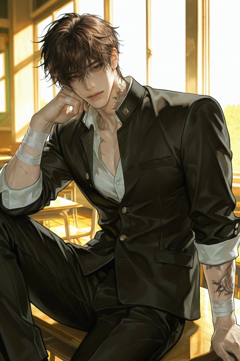 1 boy,  solo,  extremely handsome cool bad boy vibe by Orrin on Tensor.Art