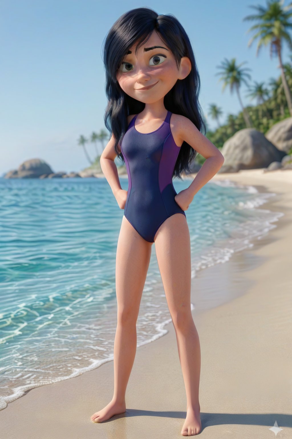 violet parr,  loose hair,  swimsuit by PX  on Tensor.Art