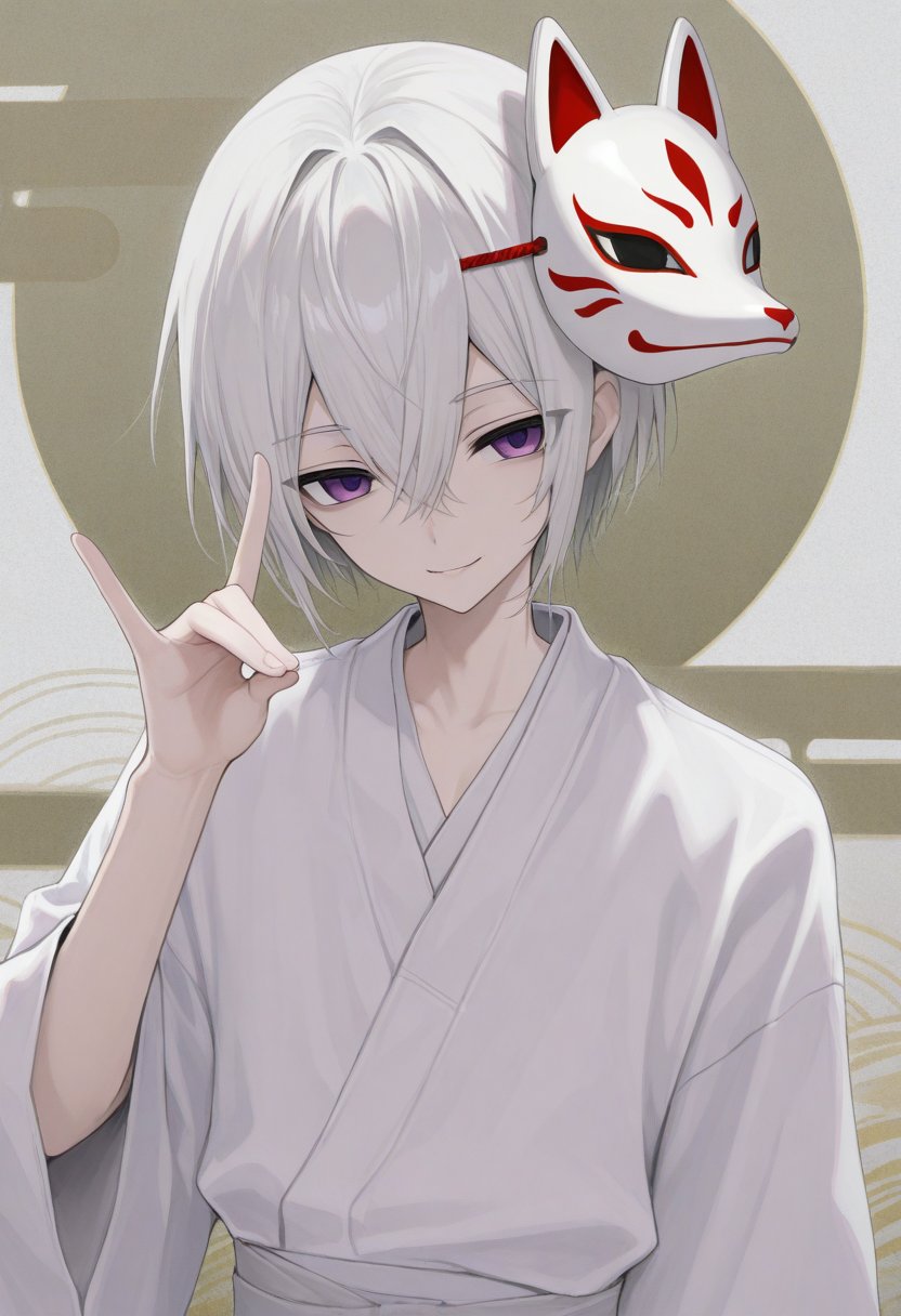 1boy,  white hair,  short hair by blue_horizon on Tensor.Art