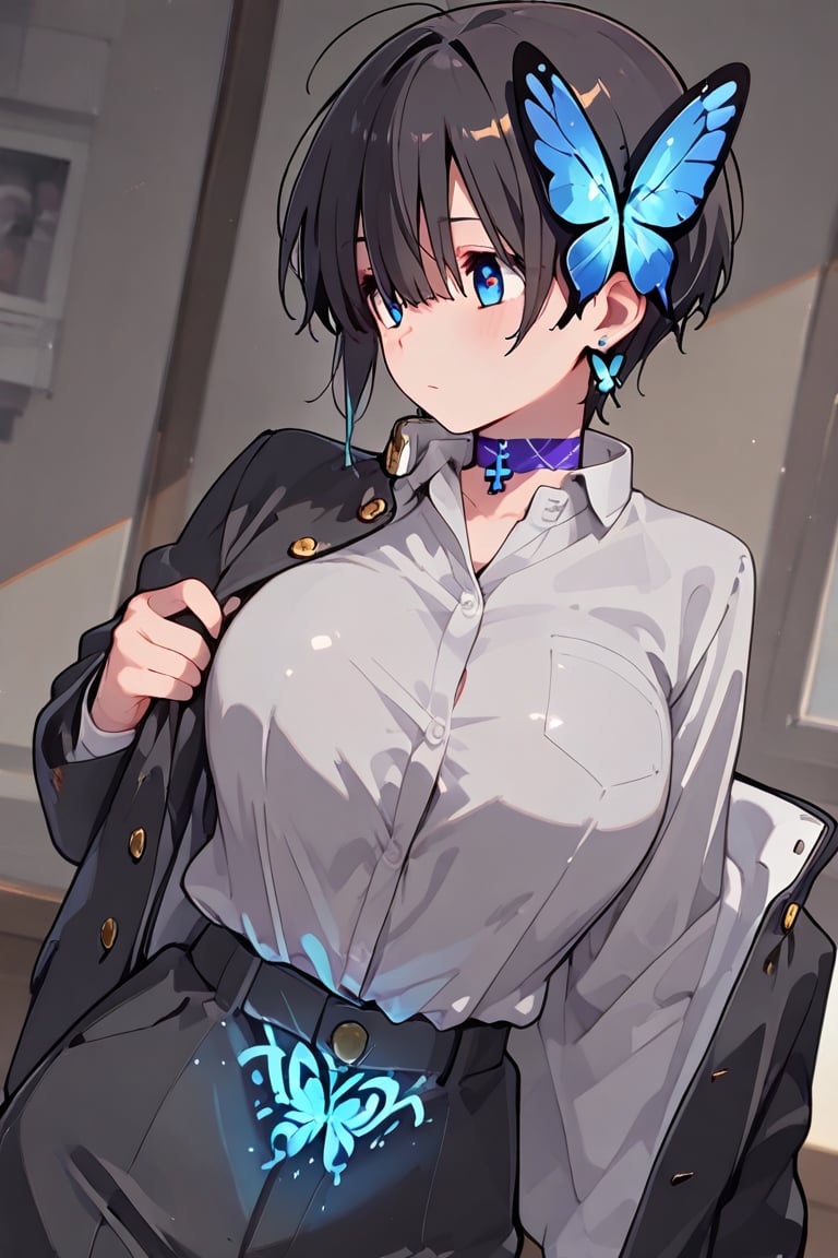 Beautiful breasts,  full breasts,  butterfly hair ornament by らび@kiyoka_succubus on Tensor.Art