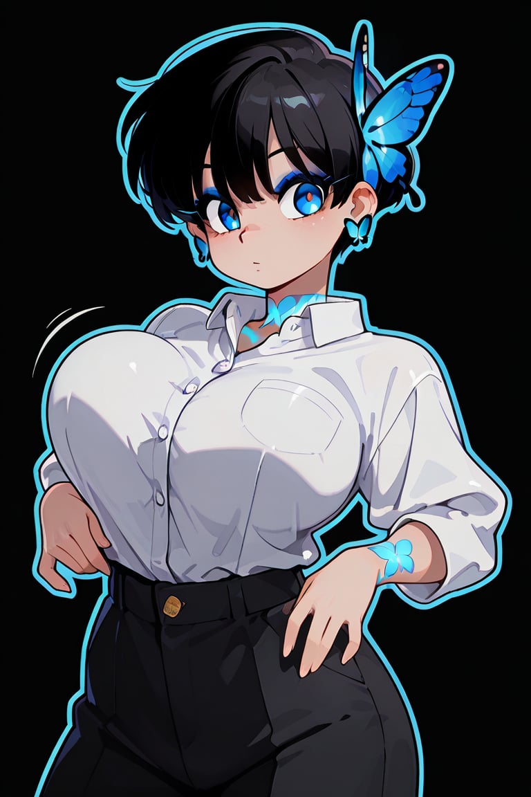 Beautiful breasts,  full breasts,  butterfly hair ornament by らび@kiyoka_succubus on Tensor.Art