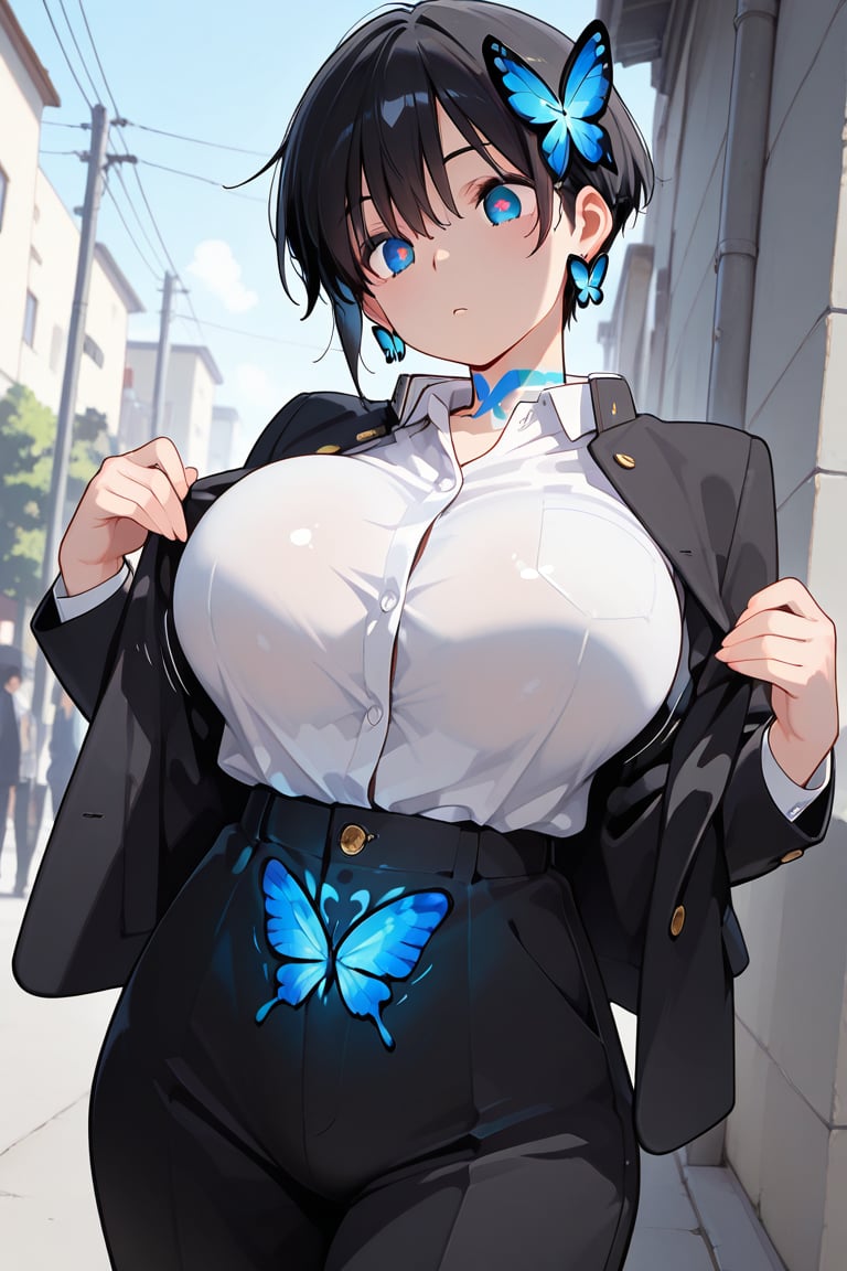 Beautiful breasts,  full breasts,  butterfly hair ornament by らび@kiyoka_succubus on Tensor.Art