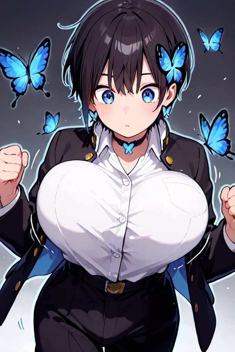 Beautiful breasts,  full breasts,  butterfly hair ornament by らび@kiyoka_succubus on Tensor.Art